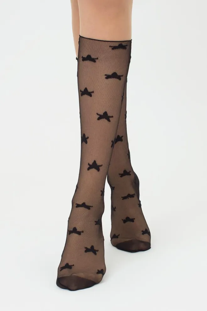 Гольфы прозрачные со звездами Gm 003 Gambaletto Giulia (nero)