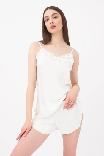 Шелковая пижама женская с шортами HELENA 6025/051 Giulia (ecru), белый Шелковая пижама женская с шортами HELENA 6025/051 Giulia (ecru), белый