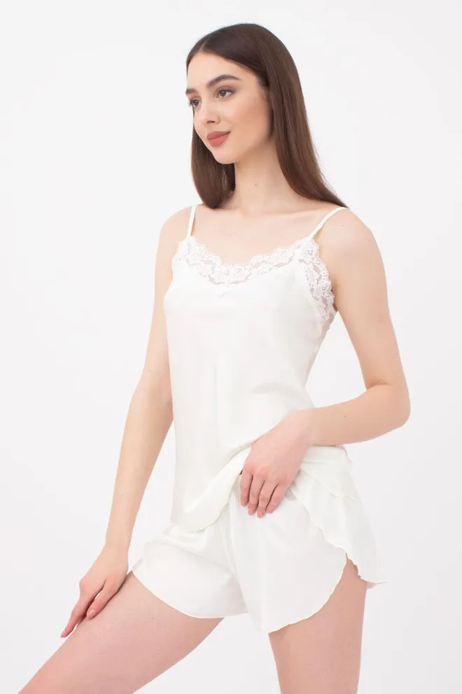 Шелковая пижама женская с шортами HELENA 6025/051 Giulia (ecru), белый
