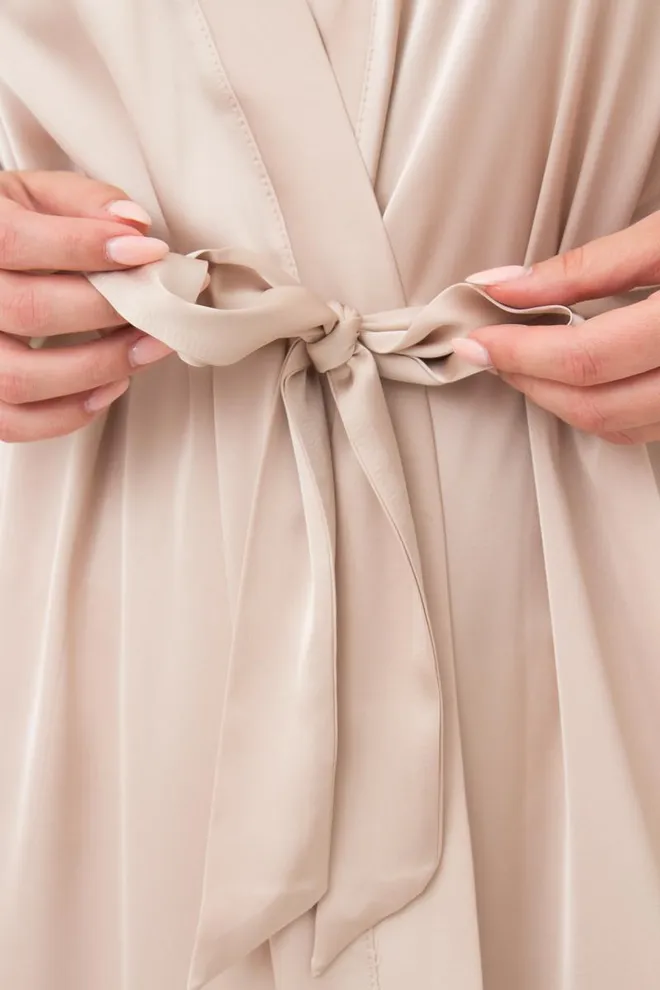 Шелковый халат женский на запа́х HELENA 7212/051 Giulia (beige), бежевый