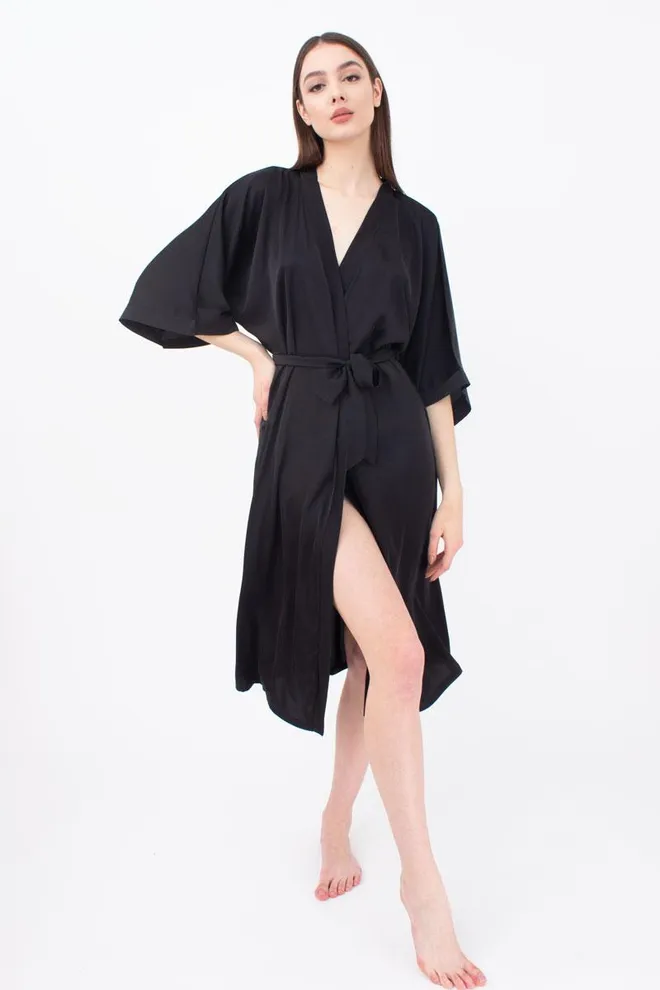 Халат женский на запа́х Helena 7215/050 Giulia (black)