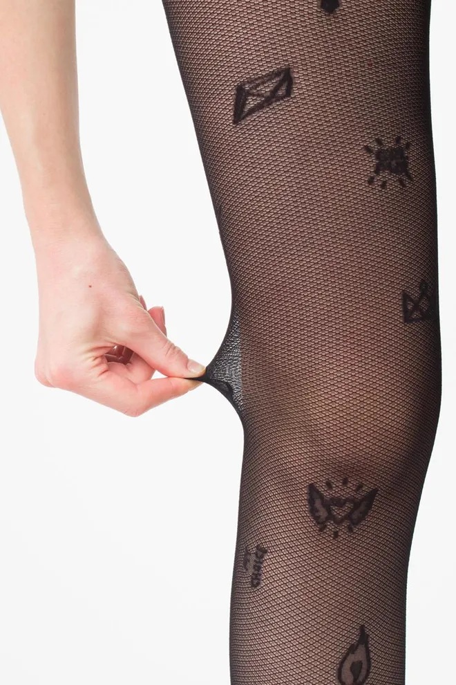 Колготки в сетку с принтом Influence 40 den model 1 Giulia (nero), черный