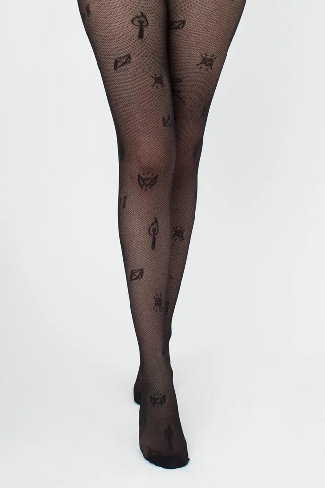 Колготки в сетку с принтом Influence 40 den model 1 Giulia (nero), черный