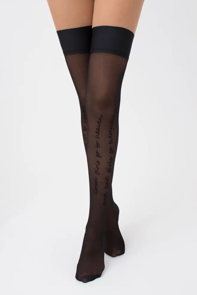 Чулки с надписью на силиконовой резинке Inspire 20 den model 1 Giulia (nero)