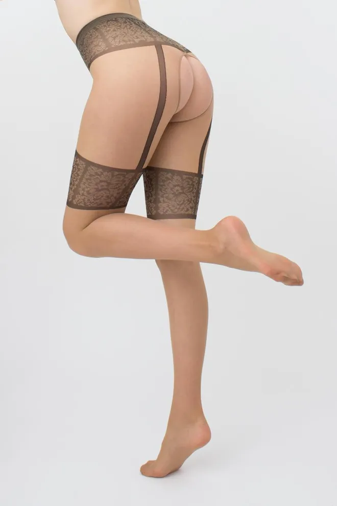 Колготки с эротическим вырезом Intimo noir 20 den model 1 Giulia (daino/nero)