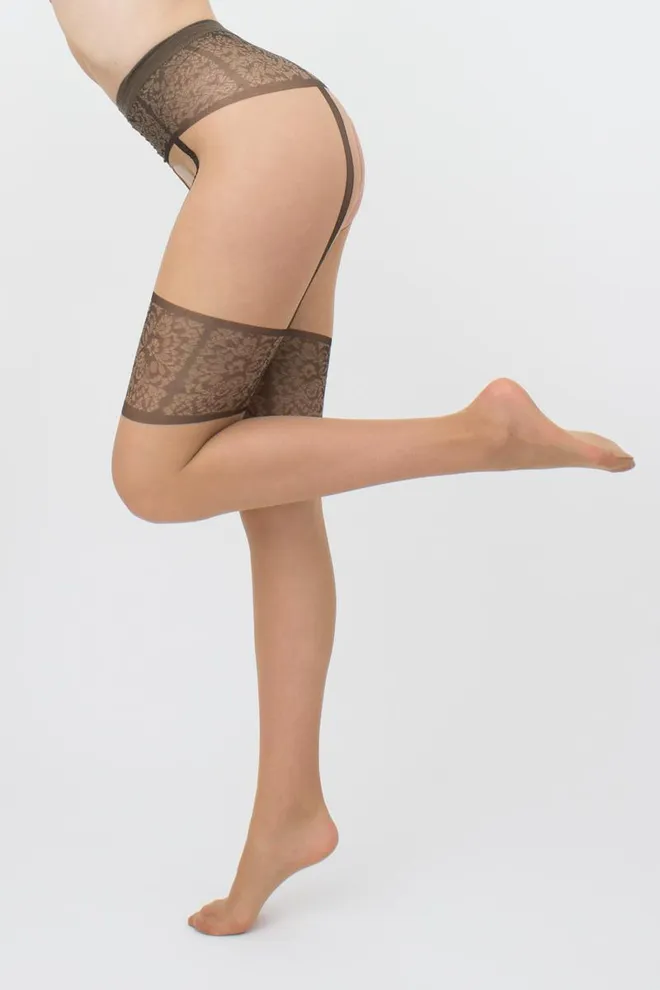 Колготки с эротическим вырезом Intimo noir 20 den model 1 Giulia (daino/nero)