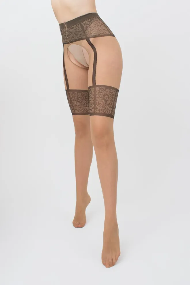 Колготки с эротическим вырезом Intimo noir 20 den model 1 Giulia (daino/nero)