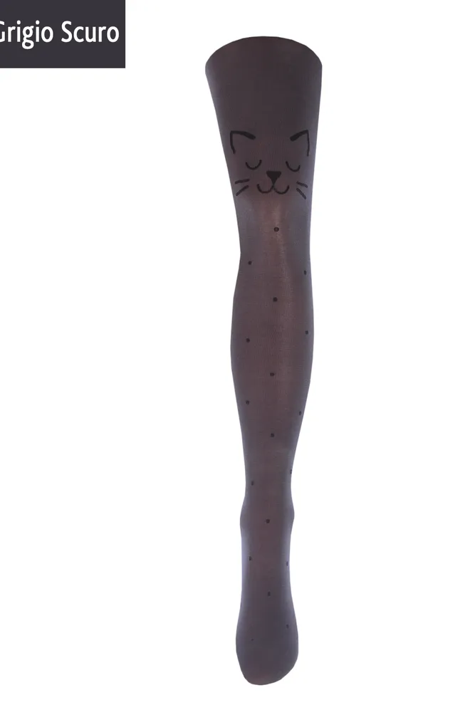 Детские колготки с кошками на коленях Katie 80 den model 2 Giulia (grigio scuro)