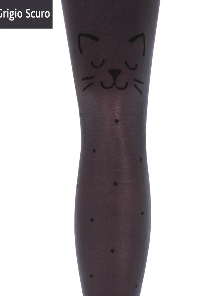 Детские колготки с кошками на коленях Katie 80 den model 2 Giulia (grigio scuro)