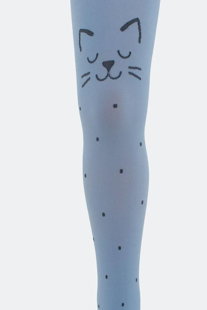Детские колготки с кошками на коленях Katie 80 den model 2 Giulia (baby blue)