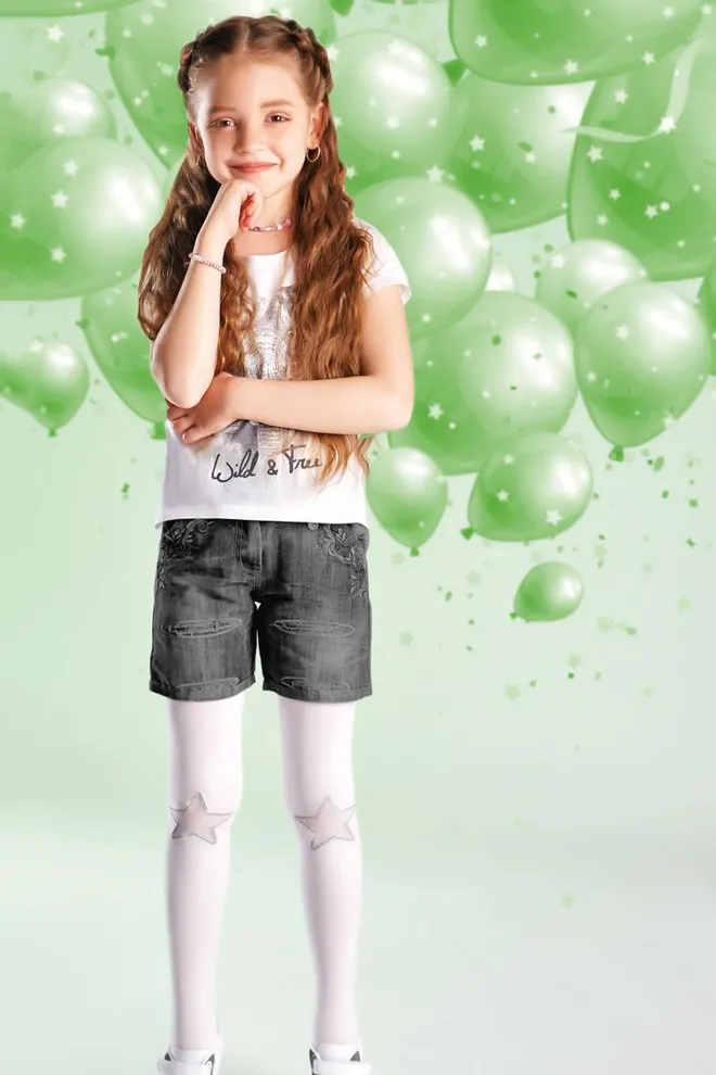 Детские колготки с рисунком Kerry 80 den model 12 Giulia (bianco), белый