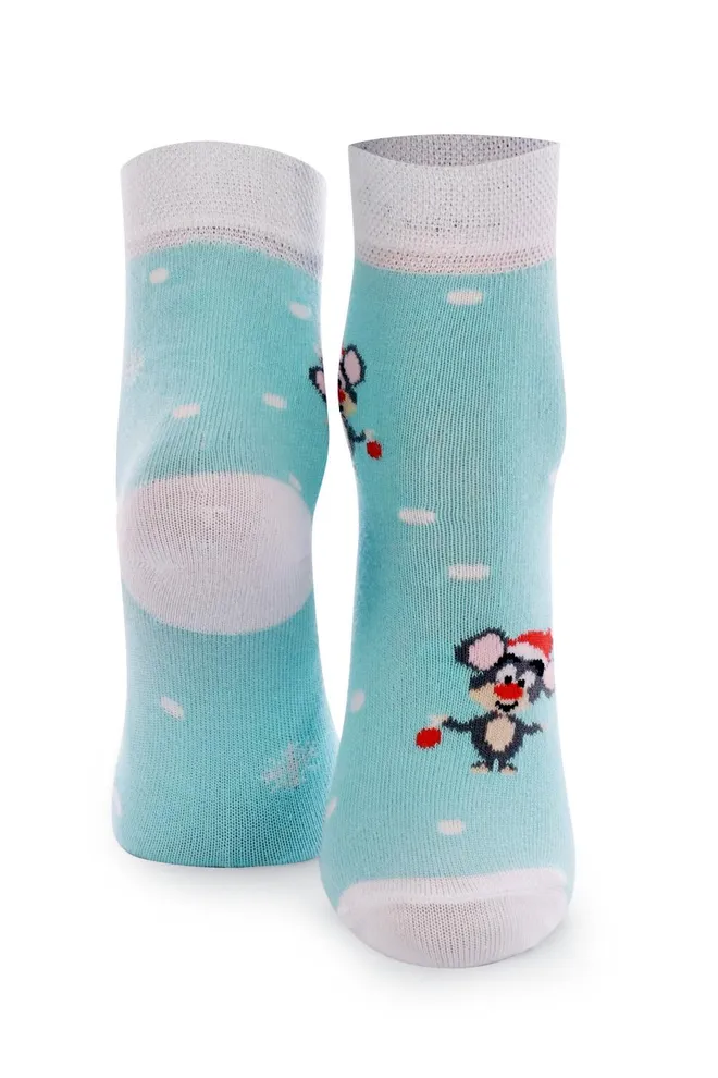 Носки детские с рисунком Ks2c New Year 006 Giulia (mentol)
