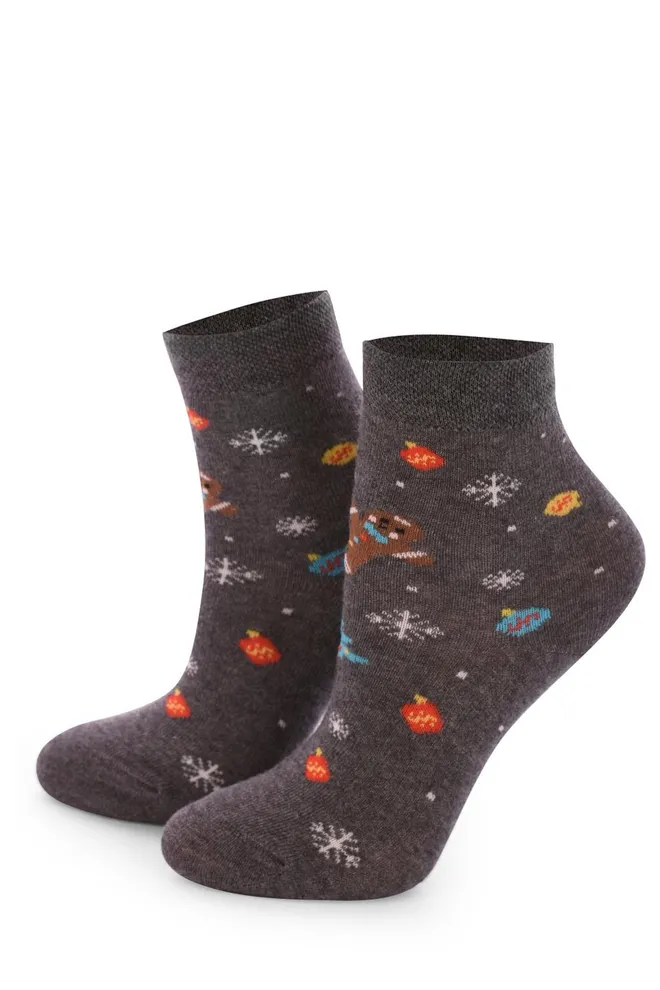 KS2M-NEW YEAR-005 Детские тематические носки ТМ GIULIA  (dark grey melange)