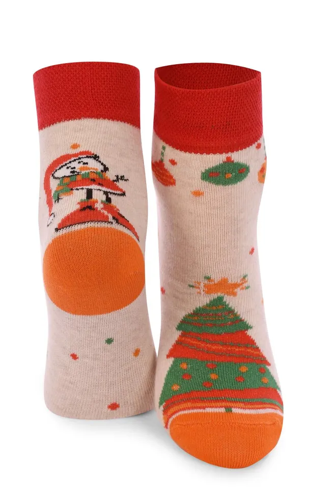 KS2M-NEW YEAR-007 Детские тематические носки ТМ GIULIA  (panna melange)