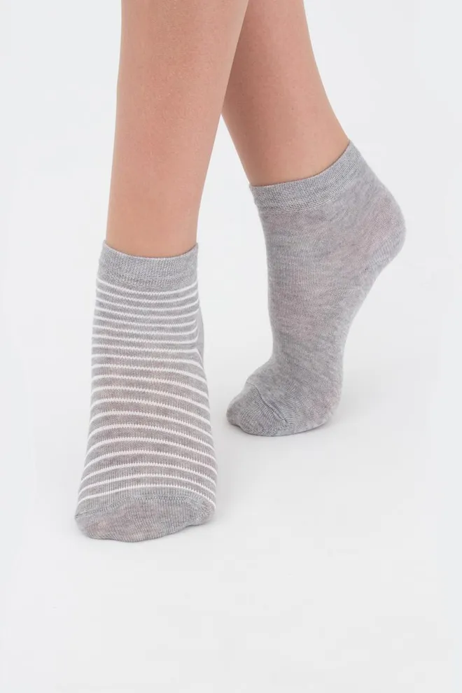 Носки детские короткие Ks2 classic + Ks2 basic 002 Giulia 2 пары (light grey melange)