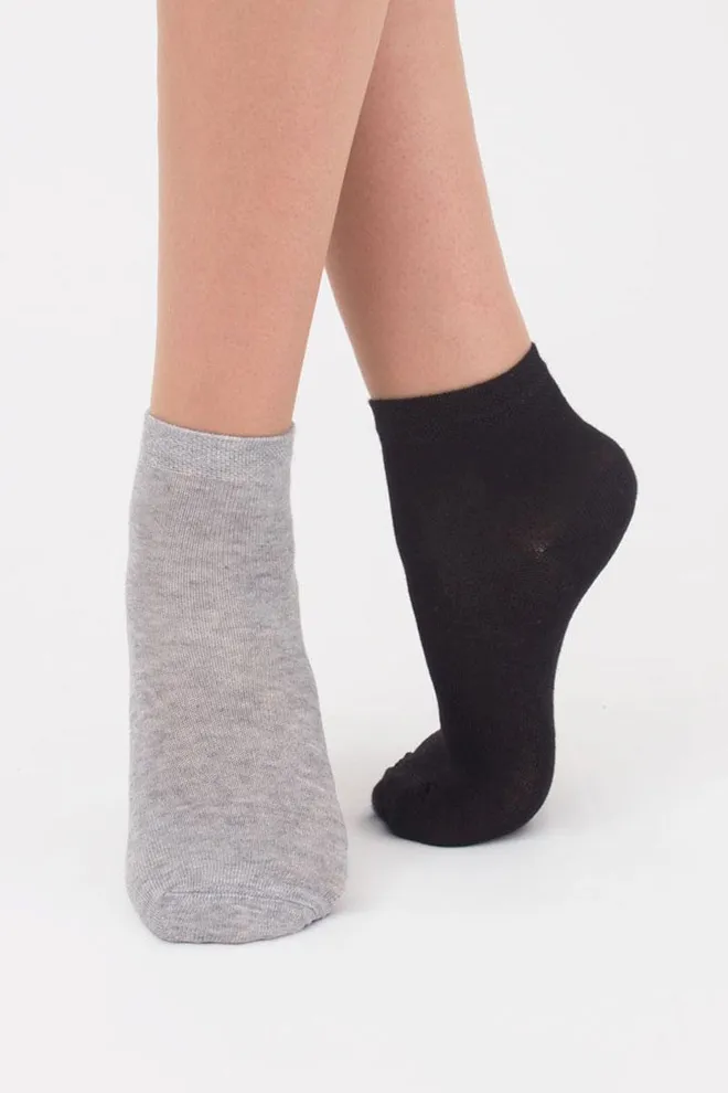 Носки детские короткие Ks2 classic Giulia 2 пары (light grey melange/black)