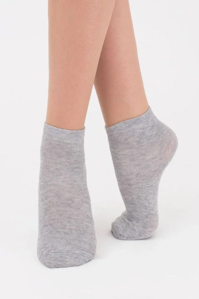 Носки детские короткие Ks2 classic Giulia 2 пары (light grey melange/black)