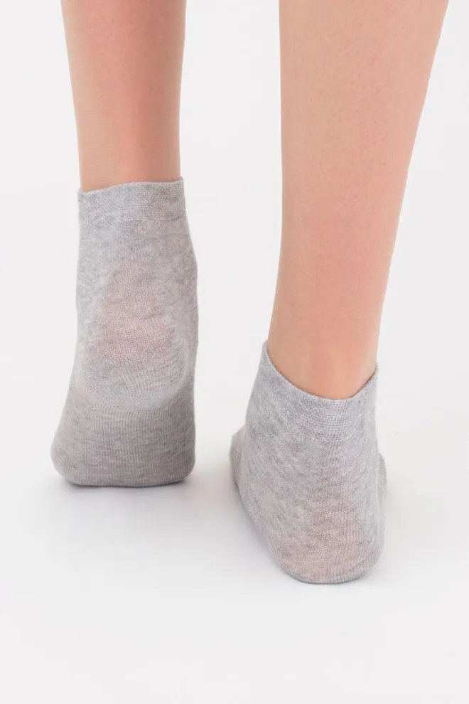 Носки детские короткие Ks2 classic Giulia 2 пары (light grey melange/black)