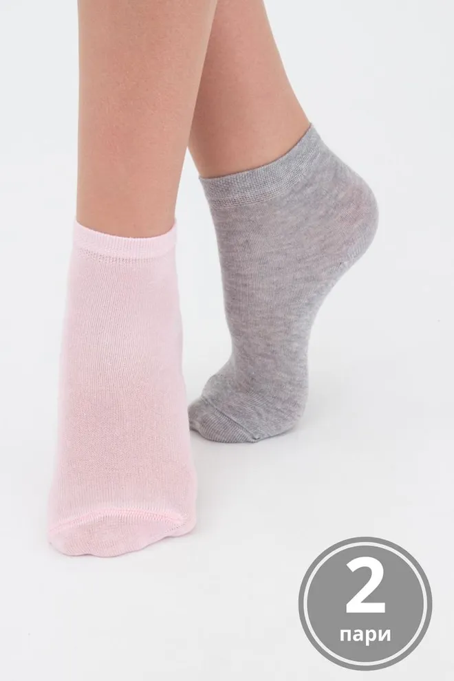 Носки детские короткие Ks2 classic Giulia 2 пары (light grey melange/marsala)