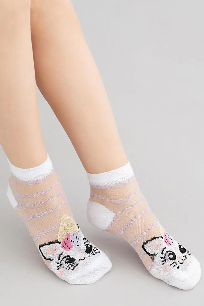 Носки детские укороченные с котами Ks2 cristal 001 Giulia (lilac)