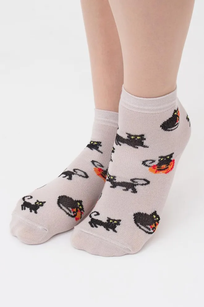 Шкарпетки дитячі класичні з малюнком Ks3 Halloween (F) 2302 Giulia (moonlight), бежевий