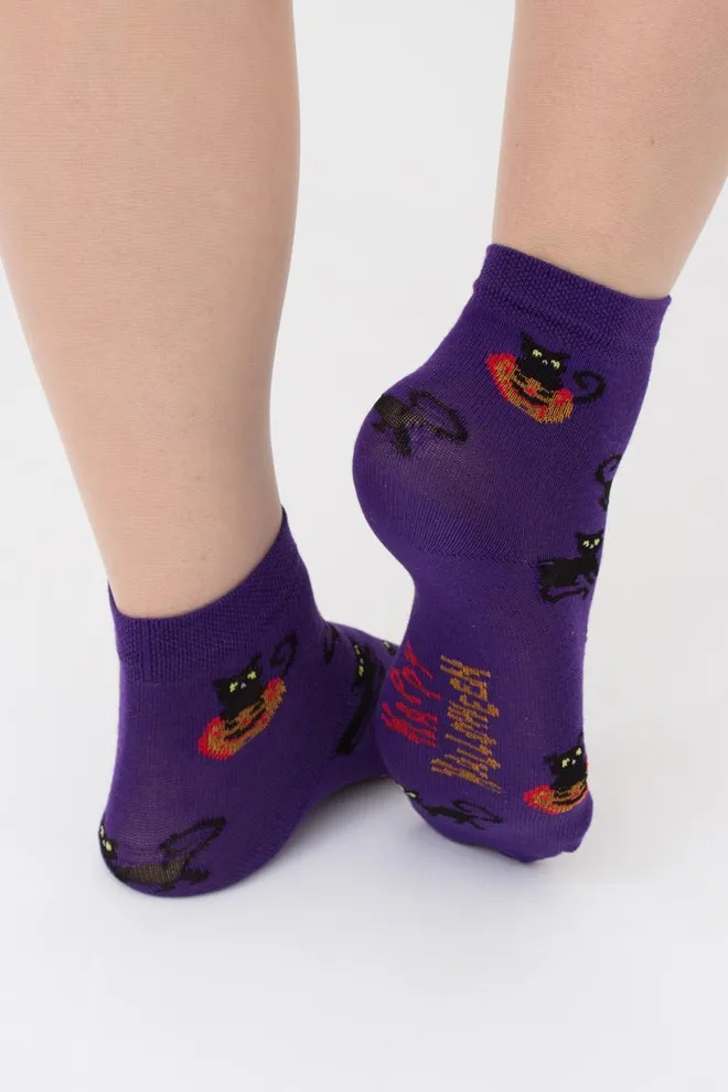 Шкарпетки дитячі класичні з малюнком Ks3 Halloween (F) 2302 Giulia (violet indigo), фіолетовий