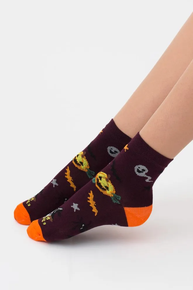 Носки детские классические с рисунком Ks2 Halloween 004 (vintage grape)