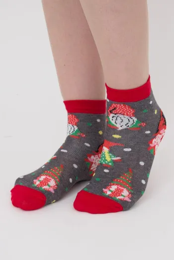 Носки детские классические с рисунком Ks3 New Year (F) 2402 Giulia (dark grey melange)