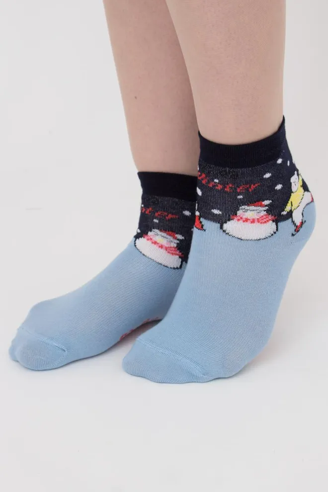 Шкарпетки дитячі класичні з малюнком Ks3 New Year (F) 2403 Giulia (navy)