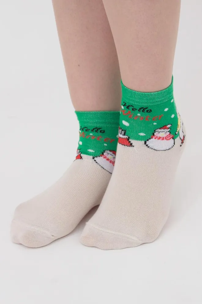 Шкарпетки дитячі класичні з малюнком Ks3 New Year (F) 2403 Giulia (island green)