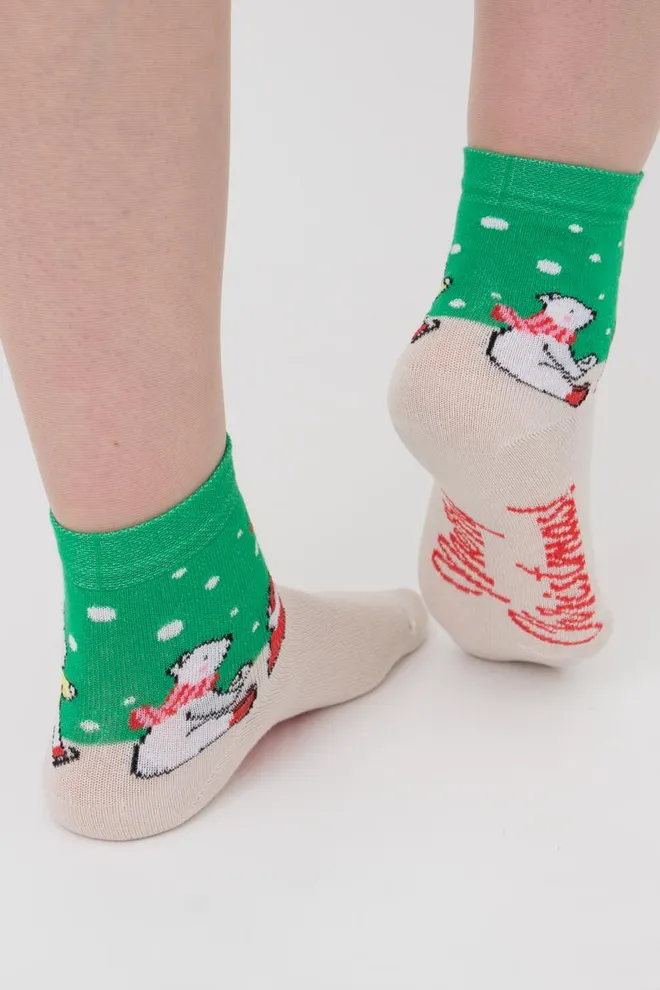 Шкарпетки дитячі класичні з малюнком Ks3 New Year (F) 2403 Giulia (island green)