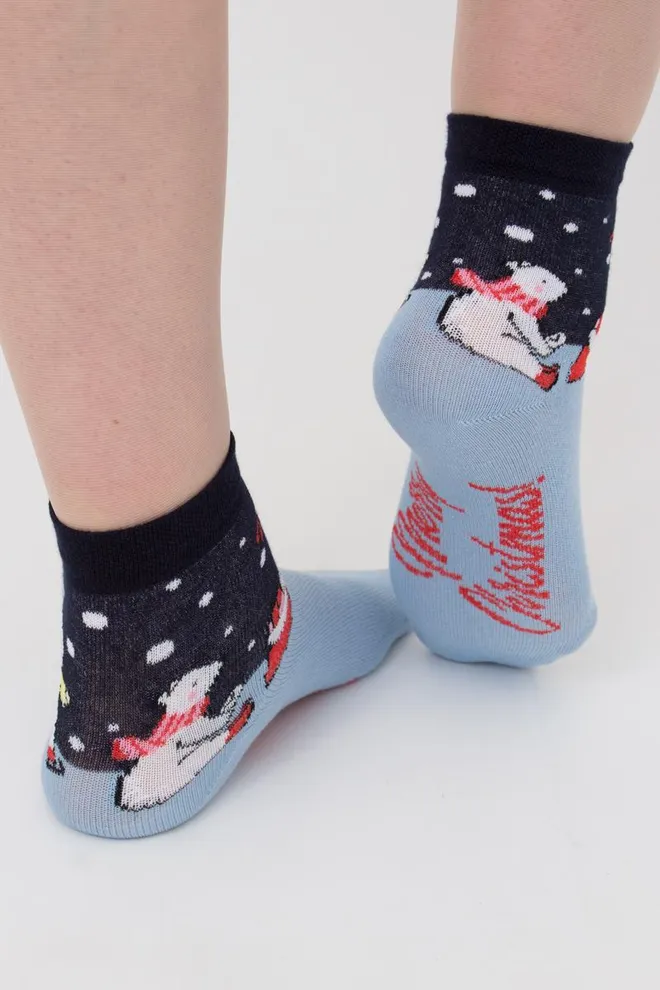 Шкарпетки дитячі класичні з малюнком Ks3 New Year (F) 2403 Giulia (navy)