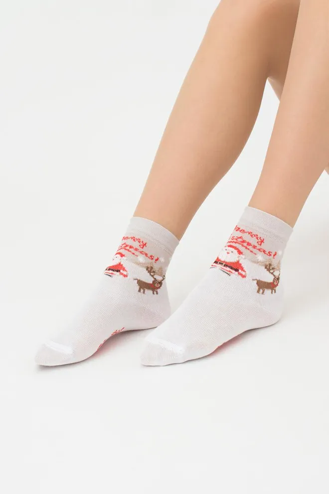Носки детские классические с рисунком Ks3 New Year 2305 Giulia (white)