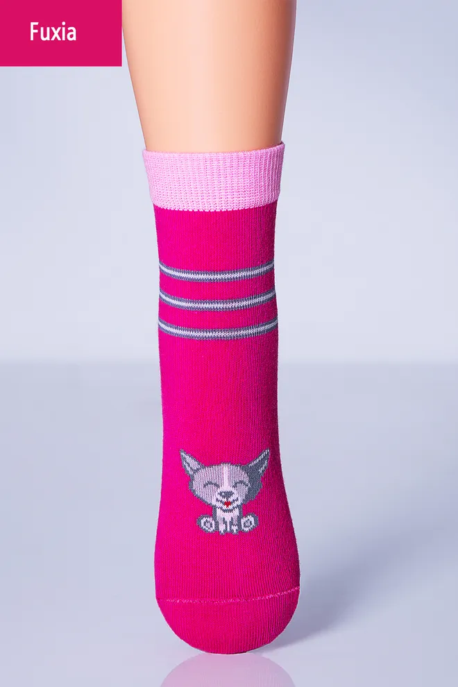 KSL-002 Детские носки с рисунком собачки TM GIULIA  (fuxia)