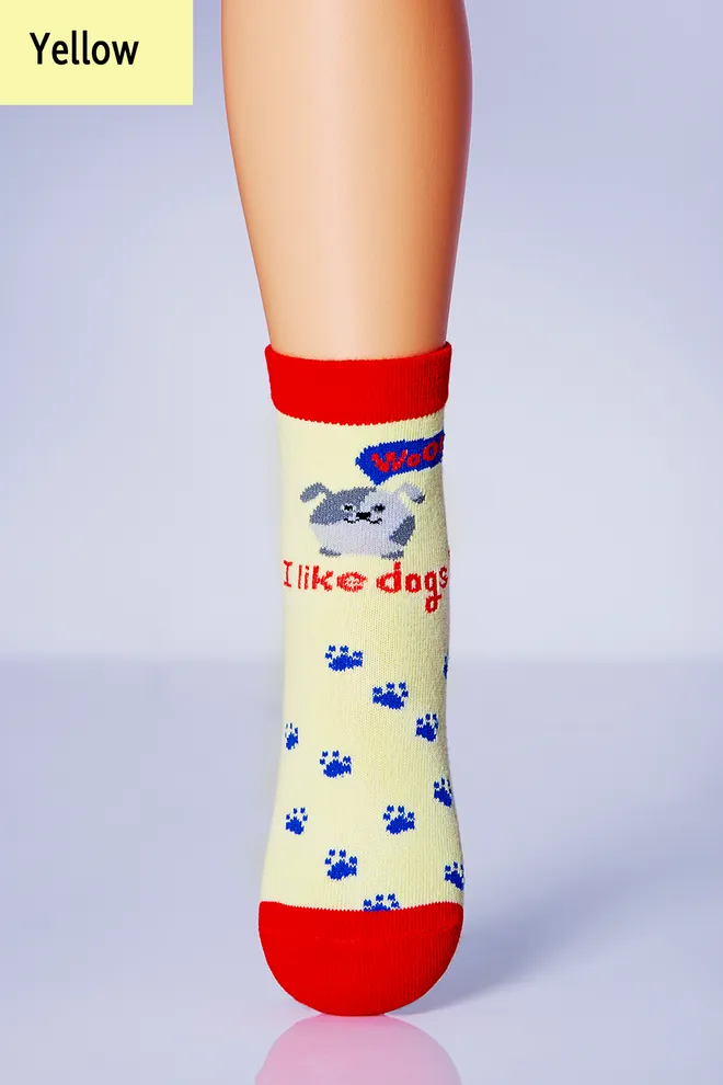 KSL-006 Детские носки с рисунком собачки TM GIULIA  (yellow)