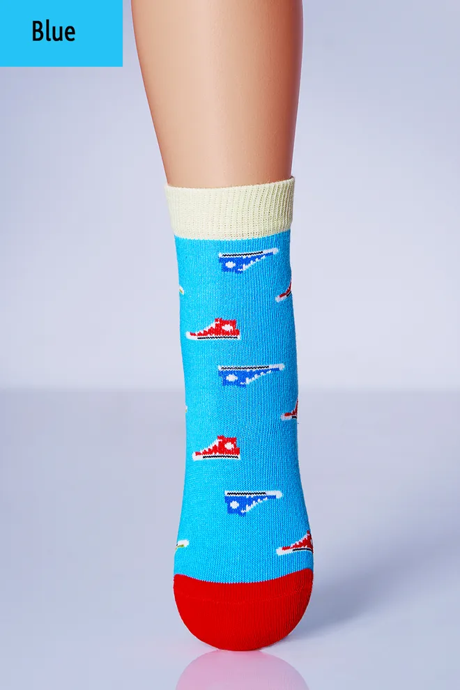 Носки детские классические с рисунком кед Ksl 008 Calzino Giulia (blue), голубой