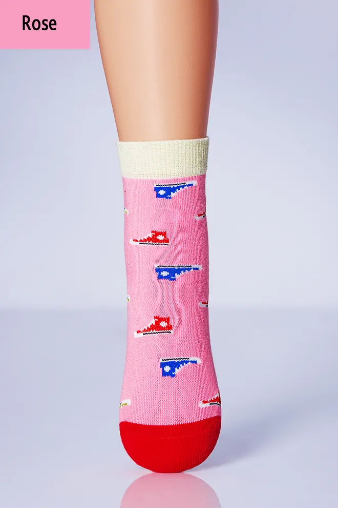 Носки детские классические с рисунком кед Ksl 008 Calzino Giulia (rose), розовый