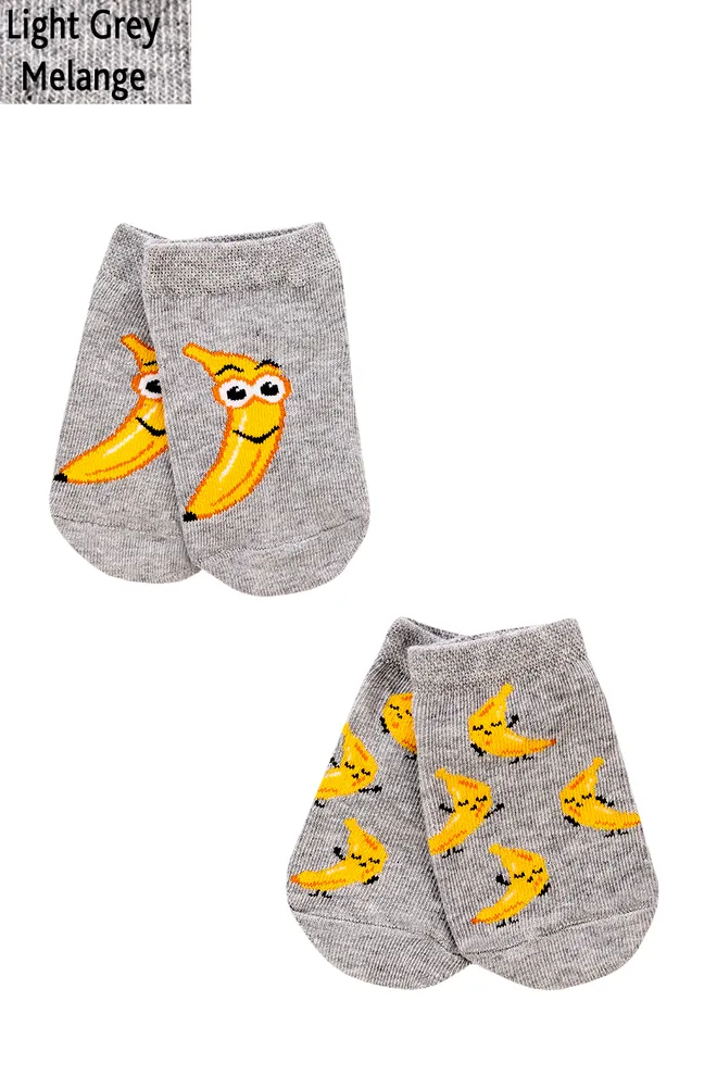 Носки детские короткие с бананами KSS komplekt-003 Giulia 2 пары (light grey melange)