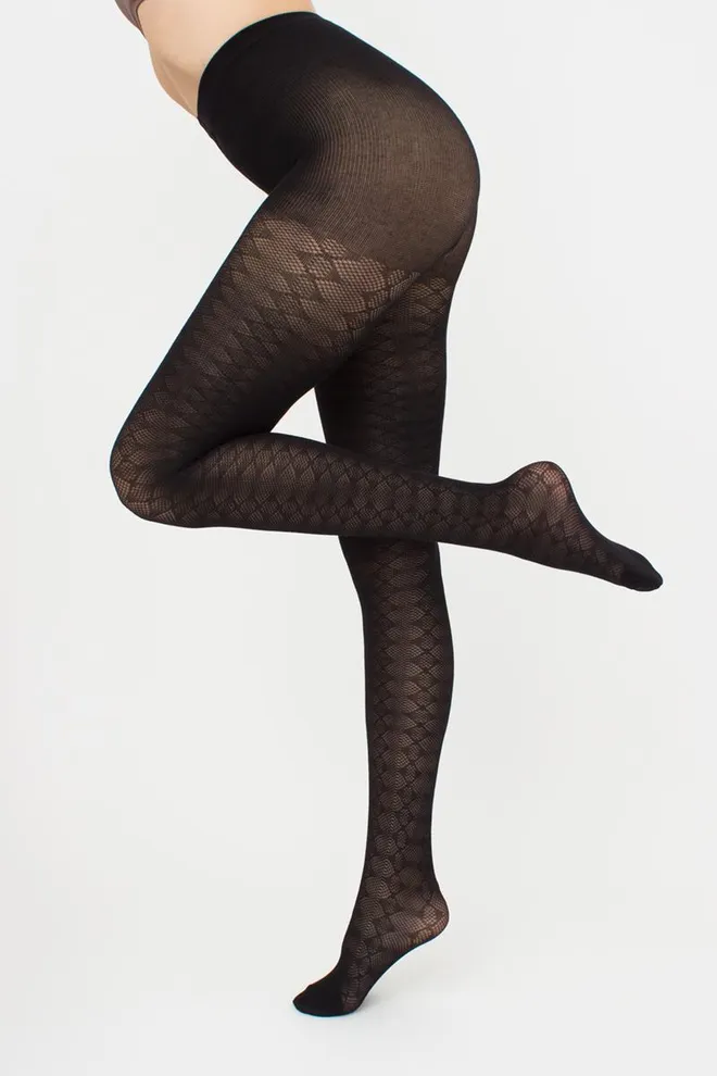 Теплые хлопковые колготки с узором Lacery 60 den model 1 Giulia (black)