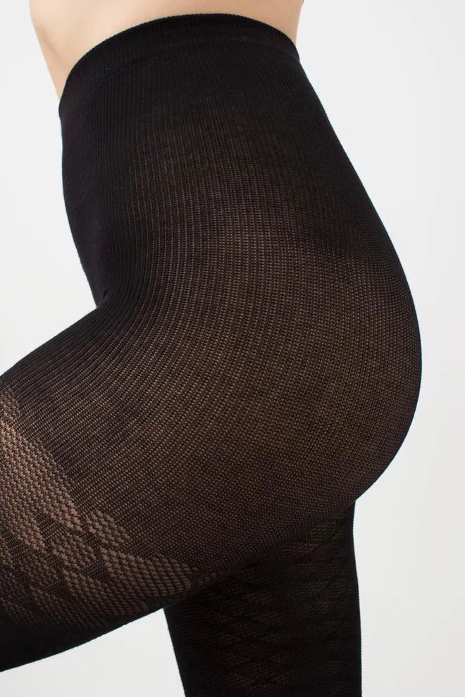 Теплые хлопковые колготки с узором Lacery 60 den model 1 Giulia (black)