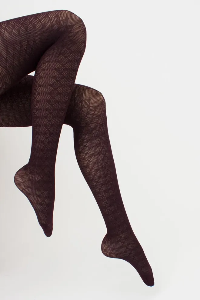 Теплые хлопковые колготки с узором Lacery 60 den model 1 Giulia (vintage grape)