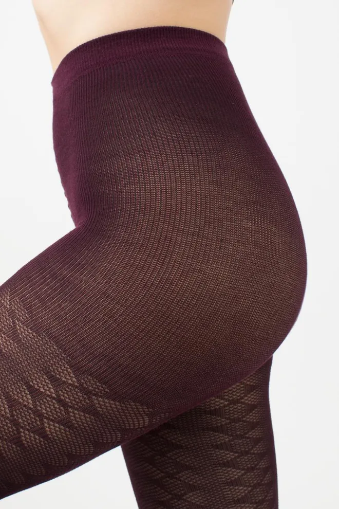 Теплые хлопковые колготки с узором Lacery 60 den model 1 Giulia (vintage grape)
