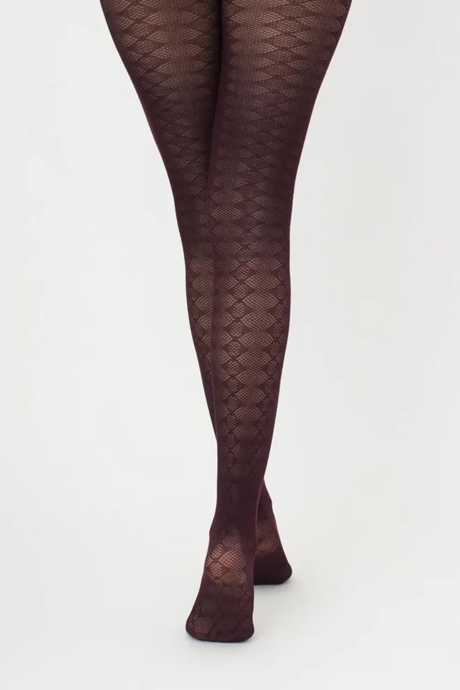 Теплые хлопковые колготки с узором Lacery 60 den model 1 Giulia (vintage grape)