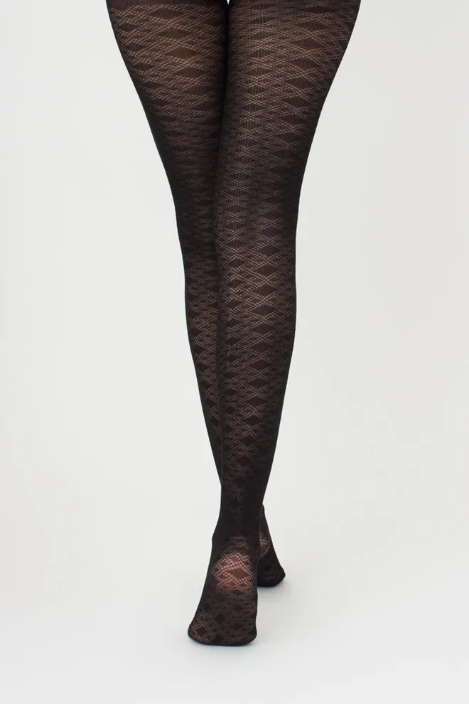 Теплі бавовняні колготки з візерунком Lacery 60 den model 3 Giulia (black), чорний