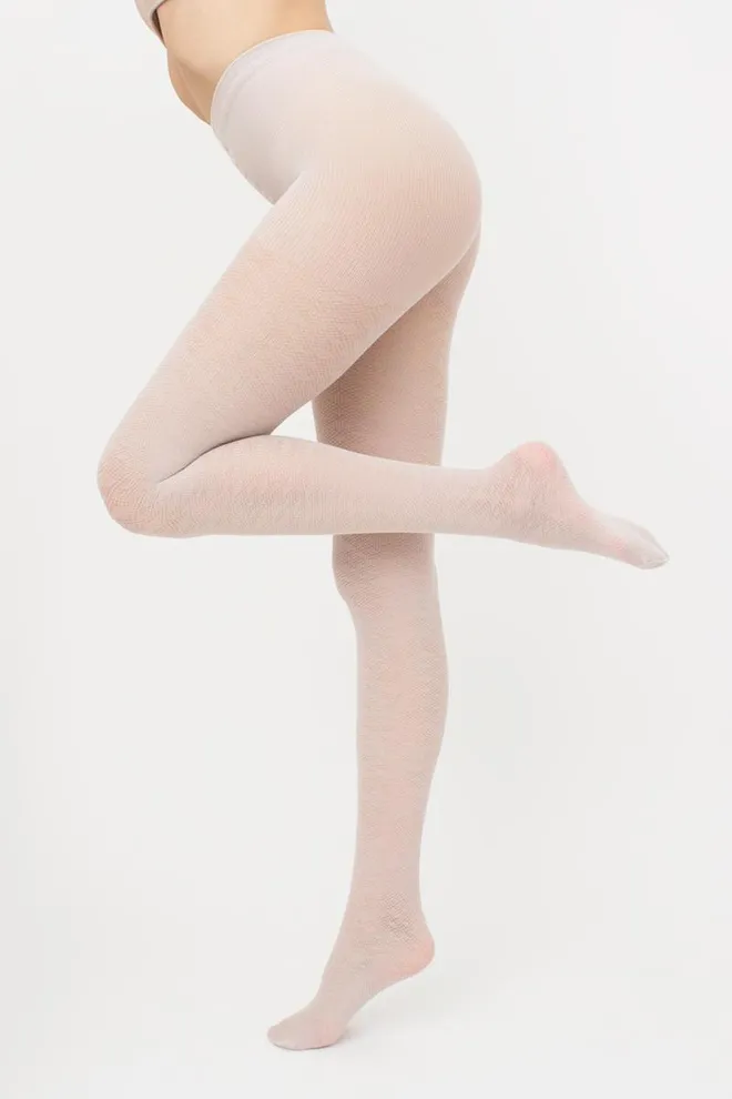 Теплые хлопковые колготки с узором Lacery 60 den model 3 Giulia (moonlight), бежевый