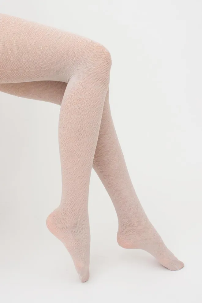 Теплые хлопковые колготки с узором Lacery 60 den model 3 Giulia (moonlight), бежевый