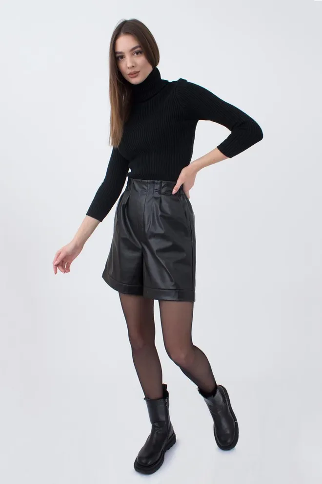 Шорты бермуды из экокожи Leather legs 4206/090 Giulia (black)