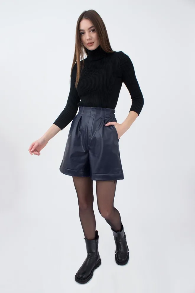 Шорты бермуды из экокожи LEATHER LEGS 4206/090 Giulia (navy), синий