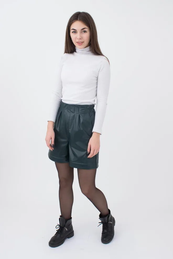 Шорты бермуды из экокожи LEATHER LEGS 4206/090 Giulia (green), зеленый