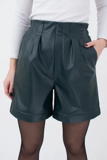 Шорты бермуды из экокожи LEATHER LEGS 4206/090 Giulia (green), зеленый